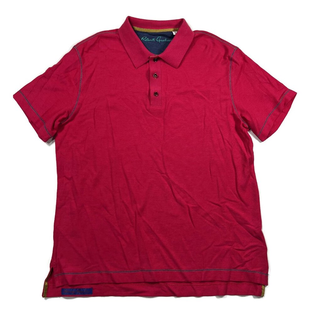Robert Graham Classic Fit Large Pink Mens Short Sleeve Polo Shirt Golf Casual